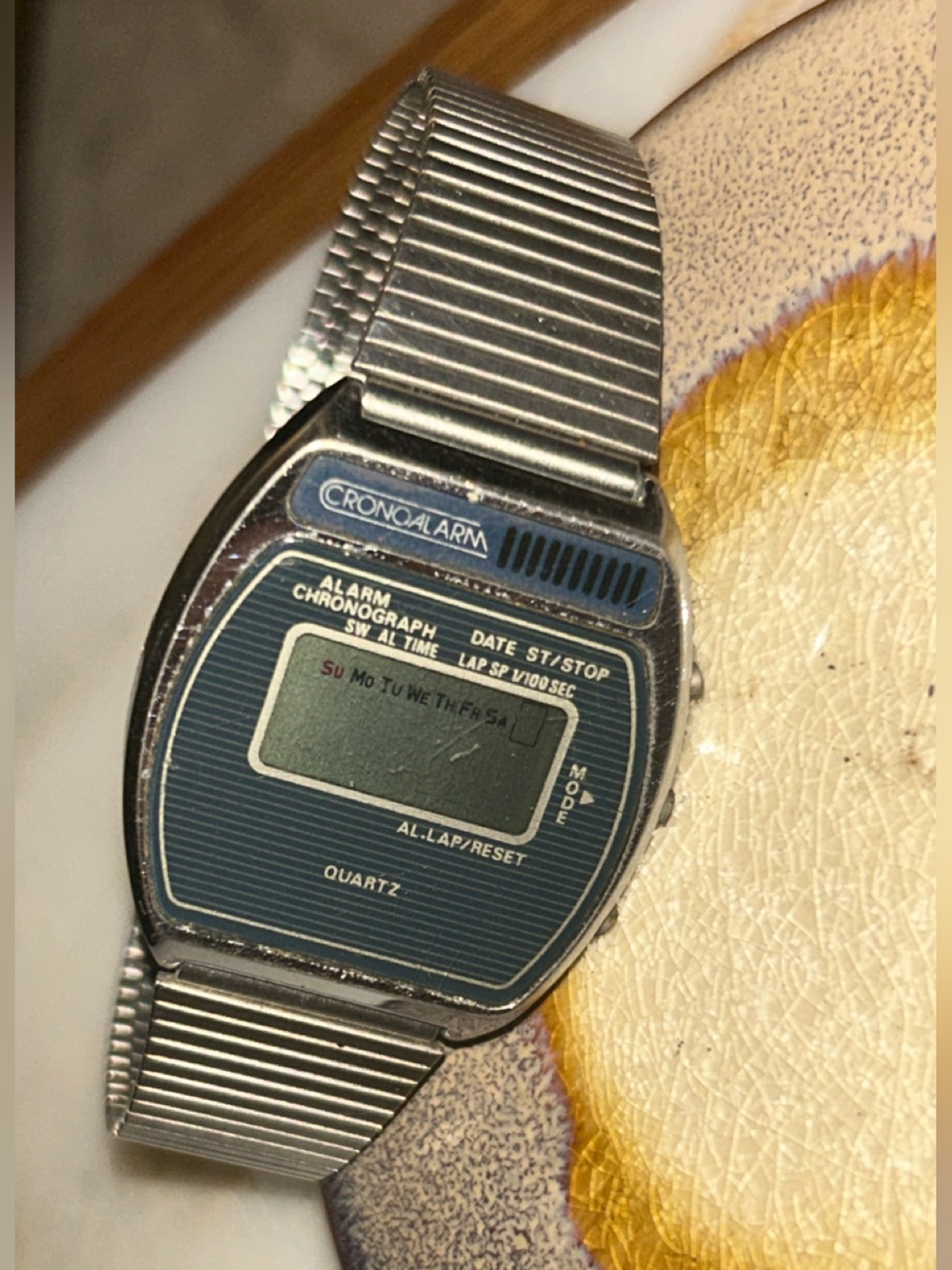 VINTAGE CRONOALARM Retro Early Digital Quartz Watch - Blue Dial UNTESTED